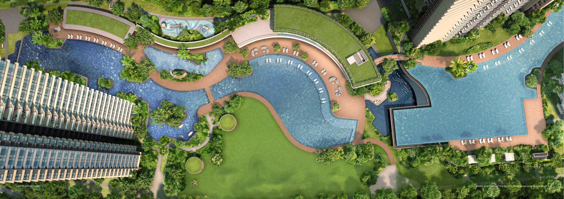 Artist's impression of the pools and clubs from above